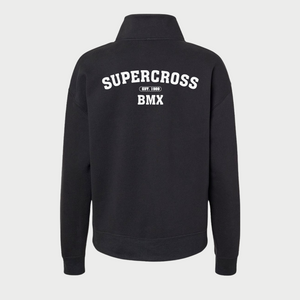 Supercross BMX Women's 3/4 Zip University Pull Over Sweater - Black
