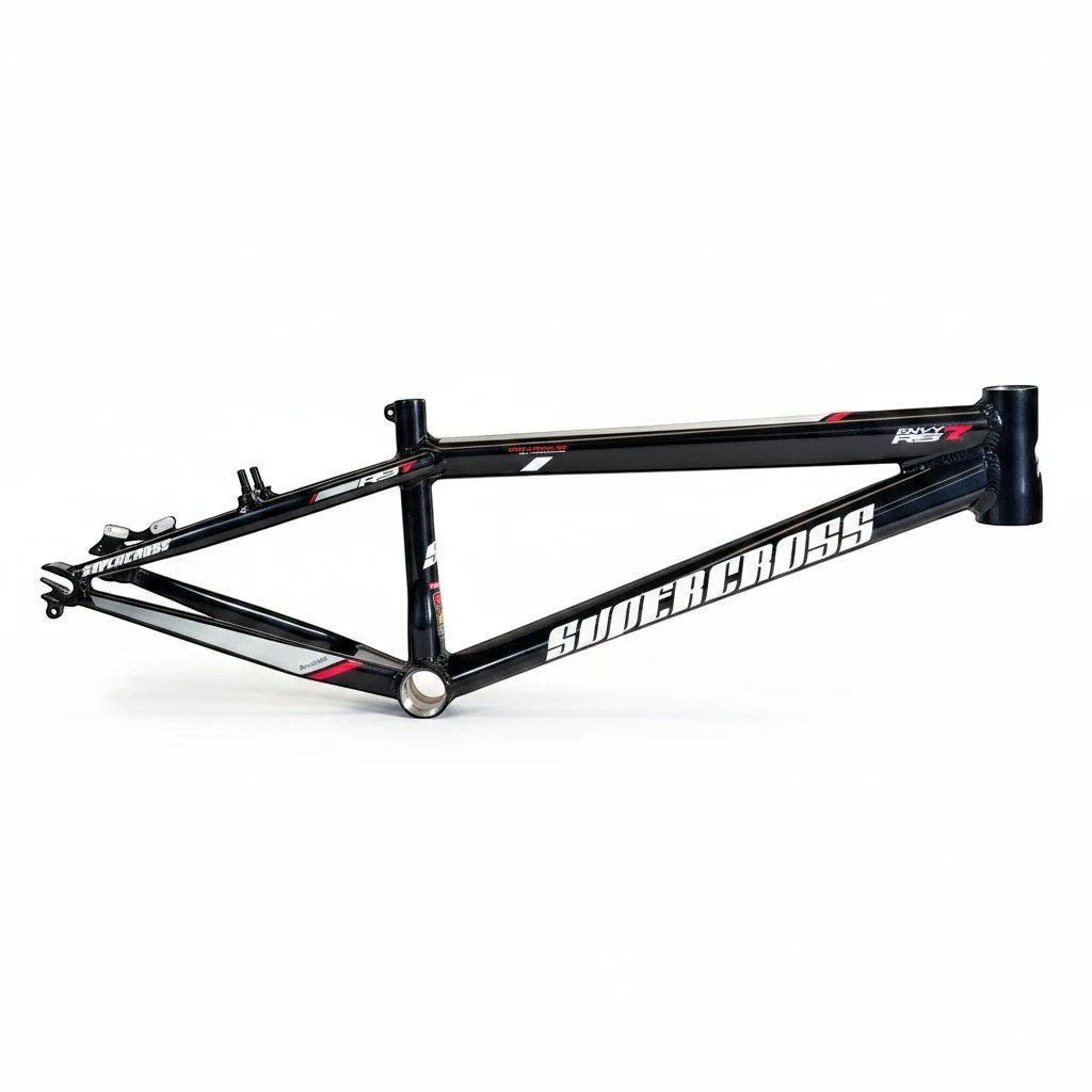 Supercross BMX 2026 ENVY RS7 24-inch cruiser race frame in jet black aluminum with white and red branding details.