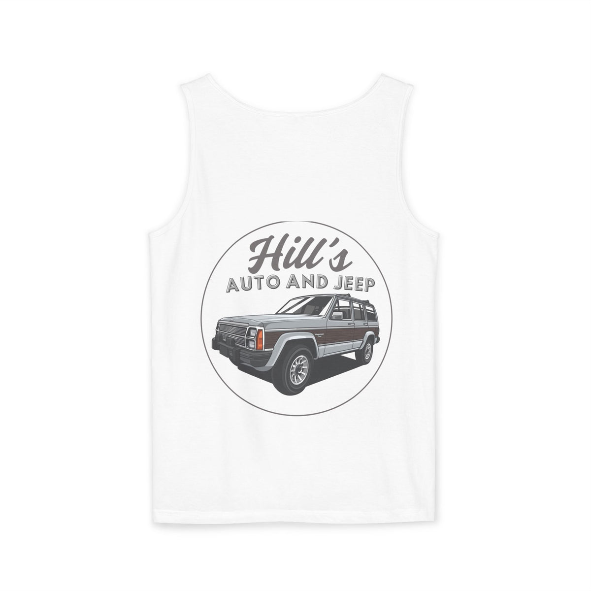 Jeep Company Tank Top — "Hill's Auto and Jeep" Vintage SUV Logo - Supercross BMX