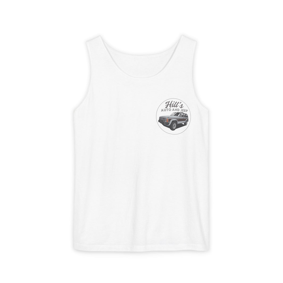 Jeep Company Tank Top — "Hill's Auto and Jeep" Vintage SUV Logo - Supercross BMX