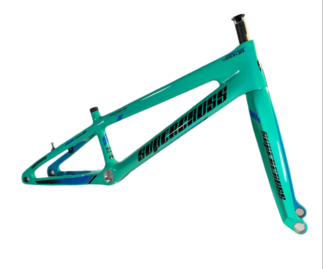 Supercross BMX Vision F1 Carbon Fiber Race Frame -Tiffany Blue