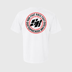 Supercross BMX | T-shirt blanc à contrôle de vitesse