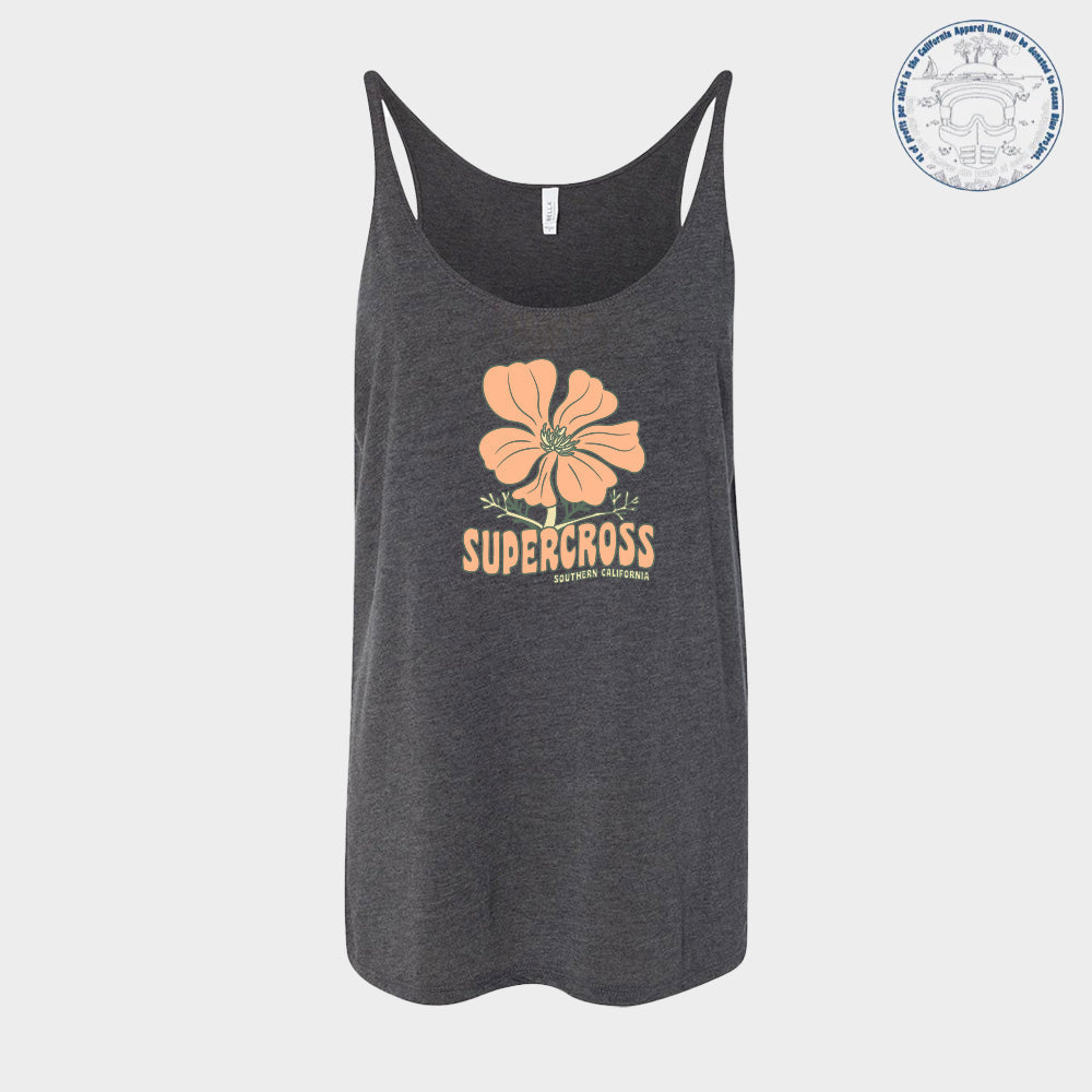 Supercross BMX Women&#39;s Trippy Botanical Flower Tank Top - Grey