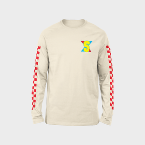 Supercross BMX Apparel - Riding Fast Hauling Ass Long Sleeve - Off White/Red