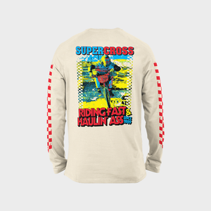 Supercross BMX Apparel - Riding Fast Hauling Ass Long Sleeve - Off White/Red - Back