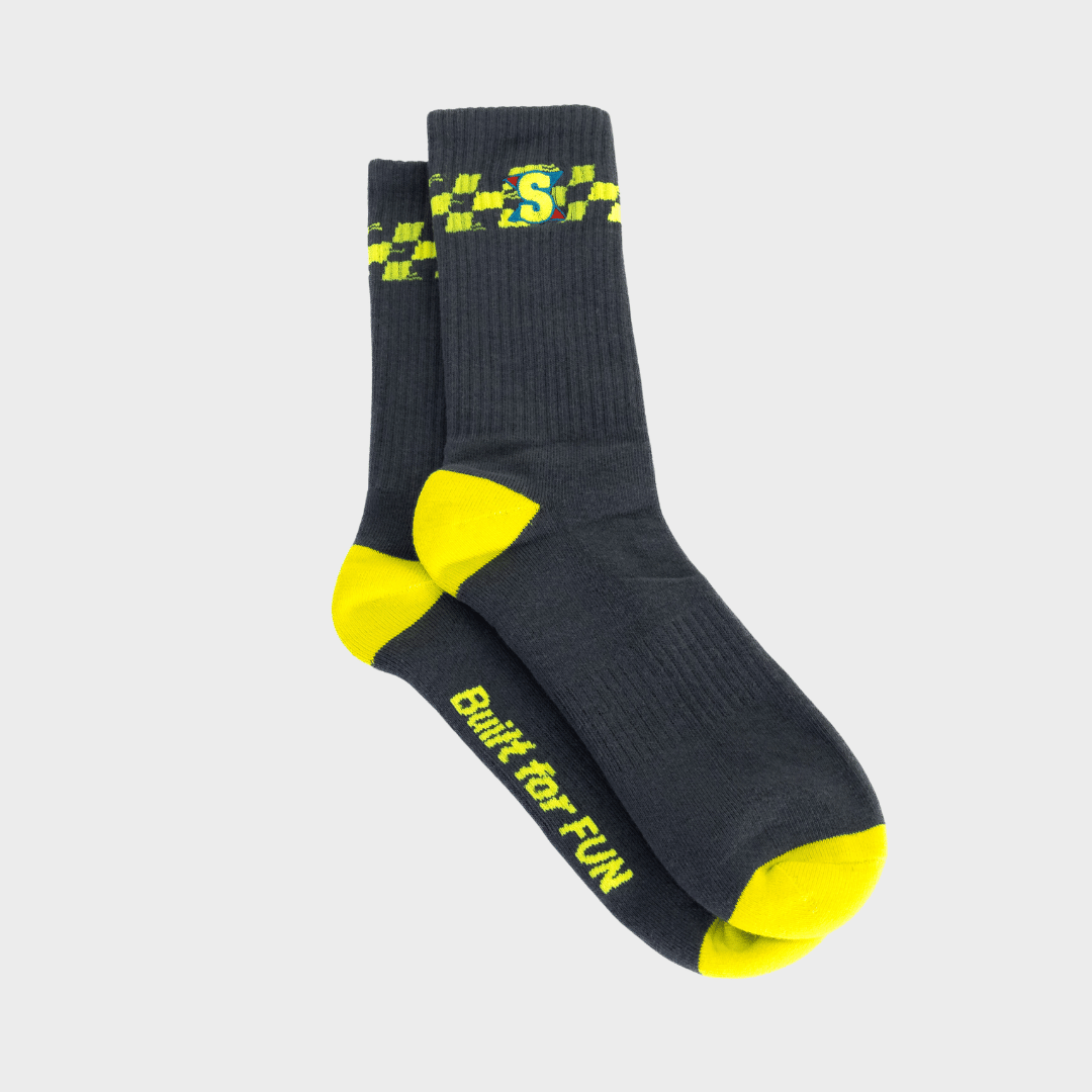 Supercross BMX Apparel - Riding Fast Hauling Ass Socks - Grey / Yellow