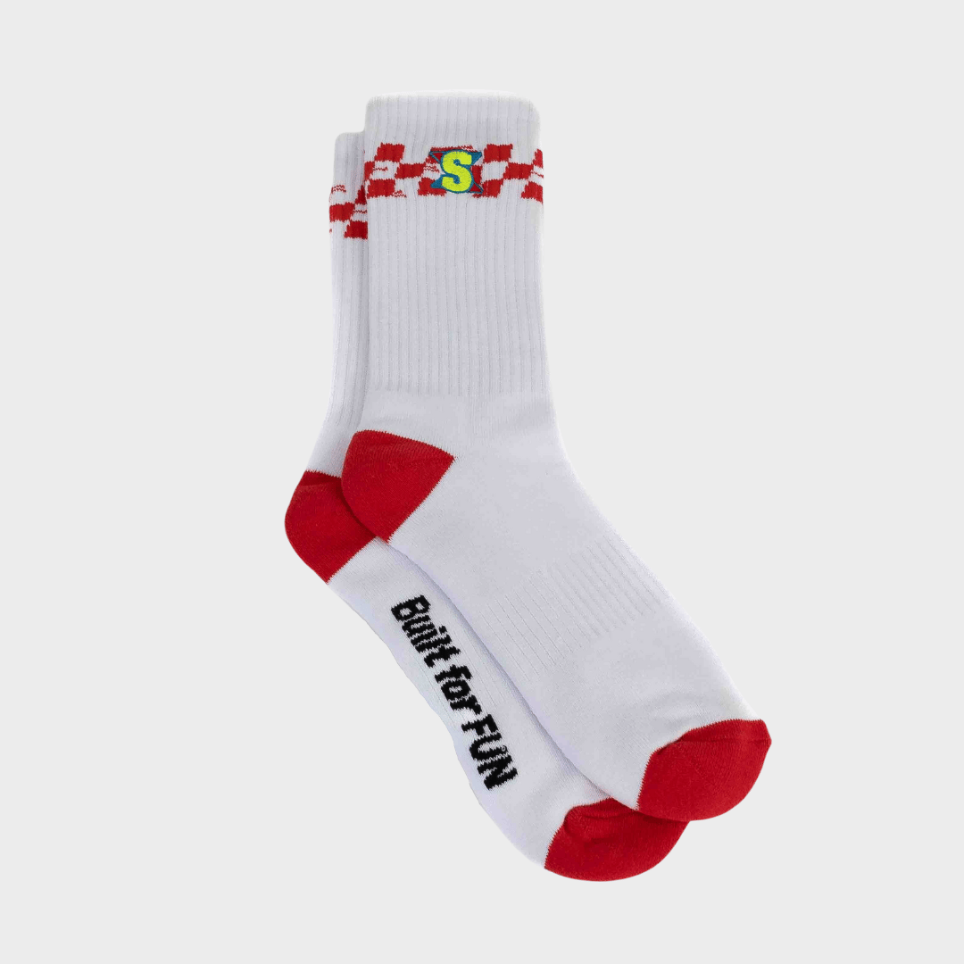 Supercross BMX Apparel - Ride Fast Haul Ass Socks White / Red